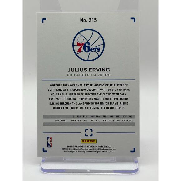 2024-25 Panini Photogenic Julius Erving Legends Wedges Refractor 27/49 SP 76ers - Picture 2 of 2